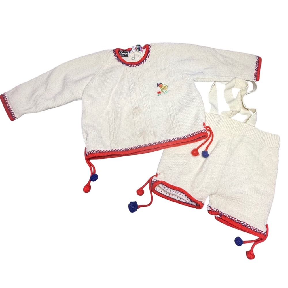 Knit Set Sweater‎ Pants Pom Poms Made in Italy Vintage
